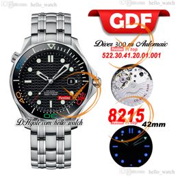 GDF Diver 300M 42mm 522.30.41.20.01.001 Miyota 8215 Automatic Mens Watch Black Texture Dial Ceramics Bezel Stainless Steel Bracelet Watches Hello_Watch E282H