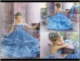 Dresses Baby Clothing Baby Kids Maternity Drop Delivery 2021 Stylish White Flower Girls Dress For Wedding Party High Neck Bapti3868520