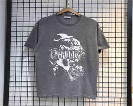 Men Women Summer Casual tee Fashion Short Sleeve T-shirt Washed Do Old Vintage Character Sketch Cowboy Printed t Shirt3042982