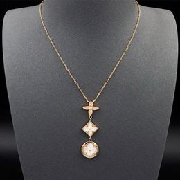 Colour Blossom Lariat Necklace Pink Gold White Mother-of-Pearl Pendant Necklaces For Womens Fashion Designer Jewellery Valentines Day Gift Women Necklac Q94262