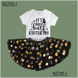 Girls Dresses Girl Its My Half Birthday Baby Party Sweet Short Sleeve Born Tutu Dress Princess Infant Outfits Baptism Drop Delivery Ki Dhsht