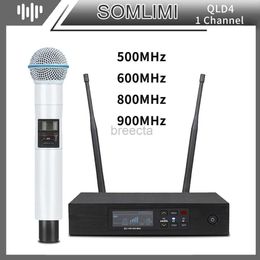 Microphones New! SOMLIMI High Quality QLD4 White UHF Wireless Microphone System Professional Stage Performance Karaoke 240408