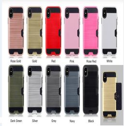 Cases For iPhone XR XS Max 11 12 Pro and Samsung Note 20 S21 S20 Plus Brushed Credit Card Slot TPU PC Case8104282