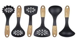 kitchenware 6 piece set Cooking Utensils Spoon drop shovel wood grain handle kitchen tool cook spoons spatula in stock4192260