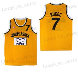 Men's T-Shirts Basketball Jerseys JUGOPLASTIKA 7 Toni Kukoc Sewing embroidery Cheap High-Quality Outdoor sports jersey Yellow 2023 New summer T240408