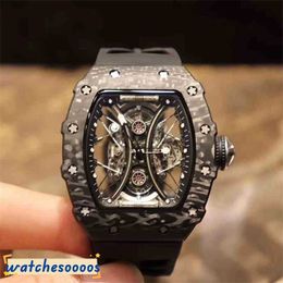 Luxury Top Quality Wristwatch Mechanical Watch Mechanics Watches Wristwatch Business Leisure Rm53-01 Fully Automatic r Black Carbon Fiber Tape