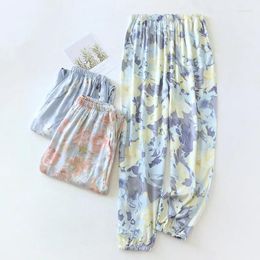 Women's Sleepwear Summer Sleeping Pants Viscous Fibre Gongsatin Ladies Beach Mosquito Proof Flower Home