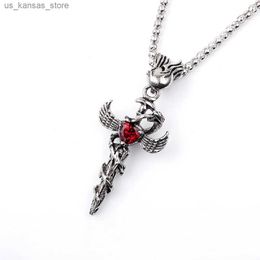 Pendant Necklaces Snake Wing Cross sword Alloy Jewellery Pendant Necklace for Man Chain Gothic Fancy Man With Gift240408V1MF