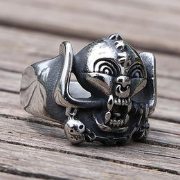 Gothic Mens 14K Gold Ring Ethnic Retro Style Skull Biker Rings Male Rock Punk Ring Jewellery Gift for Him