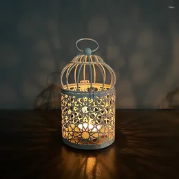 Candle Holders Iron Candlestick Crafts Candlelight Dinner Table Decoration Retro Style Holder Stand Light Bird Cage Hanging