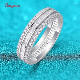 Cluster Rings Smyoue 18K White Gold Plated All Moissanite For Women Wedding Engagement Full Eternity Bands Sterling Silver 925 Jewelry