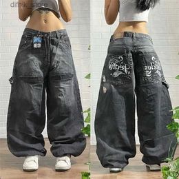 Women's Jeans American retro loose leg jeans womens Y2K new popular clown straight mop pants Harajuku casual mens Y240408