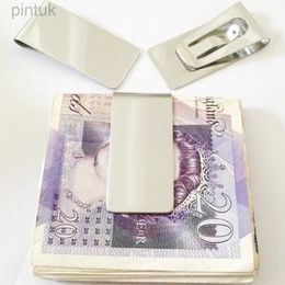 Money Clips 2024 Black Money Clip Mens Stainless Steel Silver Cash Holder Male Mini Metal Bill Clamp Slim Pocket ID Credit Card Folder 240408