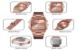 Wristwatches SKMEI 1612 Fashion Rose Gold Women Digital Watches Electronic Waterproof Wristwatch Steel Ladies Clock Chrono Relogio4058822