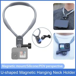 Cameras Portable Magnetic Neck Holder Lazy Wearable Smartphone Mount Bracket For Gopro Hero 11 10 9 Insta360 Action 3 Camera Accessories