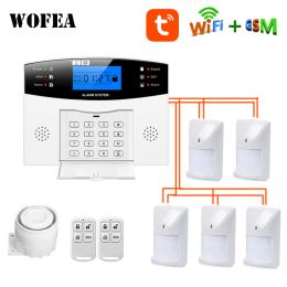 Kits Tuya Smart Life 8 Wired Zone Home Alarm System With LCD Voice Remind Work With Alexa & Google Home