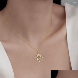 Pendant Necklaces Fashion Stainless Steel Pole Star Necklace Minimalist Women Dainty Loadstar Jewelry Anniversary Gift For Her Drop De Otdc5
