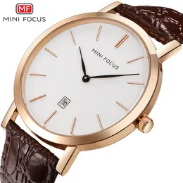 Fashion simple mens watch calendar waterproof leather strap quartz watch