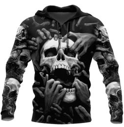 Men039s Hoodies Sweatshirts Death Skull Tattoo 3D All Over Printed Fashion Men Hooded Sweatshirt Unisex Zip Pullover Casual J5231359