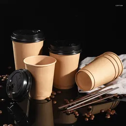 Disposable Cups Straws 50pcs/pack 250ml Pure Colour Paper Cup Coffee Thick Tea Supplies Accept Customise Drinking Party