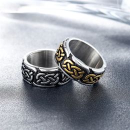 Nordic Odin 14K Gold Celtics Knot Viking Ring Men Women Punk Vintage Couple Irish Knot Ring Fashion Jewelry Gift