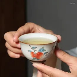 Teaware Sets 2Pcs/lot Chinese Ru Kiln Ceramic Teacup Hand Painted Boutique Tea Bowl Retro Handmade Set Drinkware Personal Single Cup
