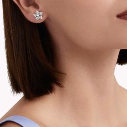 high quality 925 sterling silver flower white diamond stud earrings for girls fashion jewelry dupe brand butterfly earrings big size