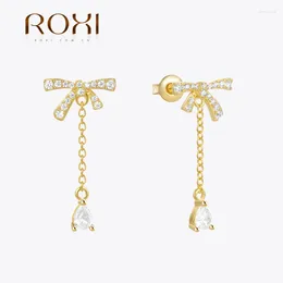 Stud Earrings ROXI 1Pair Geometry Bowknot Tassel For Women 925 Sterling Silver Korean Piercing Cartilago Jewellery