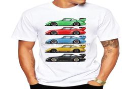 Men039s TShirts Funny Rainbow RWB Car Print TShirt Vintage Summer Men Short Sleeve Old 993 Hypercars Classic White Casual Top1560854