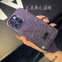 Cell Phone Cases Luxury Bling Glitter For Iphone 11 12 13 14 Plus Pro Max Fashion Designer Plating Rhinestone Diamond Women Soft Silicone Q240408