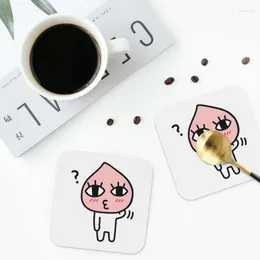 Table Mats KakaoTalk Friends Coasters Leather Placemats Waterproof Insulation Coffee Mat For Decor Home Kitchen Dining Pads Set Of 4