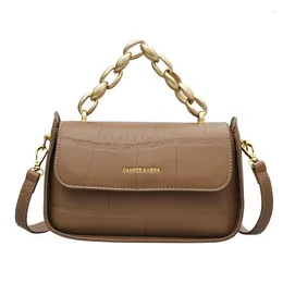 Bag Lady Shoulder France High Class Solid Color Messenger Minimalism Chain Small Square Packet Office Party Match All