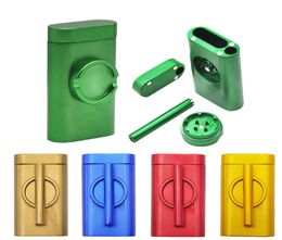 The Smoke set metal pipe colorful aluminum cigarette case storage box portable with grinder Dugout Smoking Accessories2025874