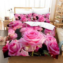 Bedding Sets Beautiful Red Rose Duvet Cover 3-piece Set 3d King Fashion Soft Microfiber Double Bed