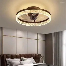 Nordic Ceiling Fan Lights Crystal 6 Speeds Bedroom DC With Remote Control Blades Kitchen Light