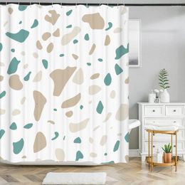 Shower Curtains Small Stone Printed Bathroom Curtain Pebble Spots Pattern Waterproof Fabric With Hooks For Home Decor