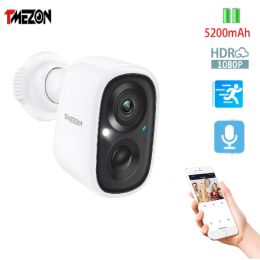 Lens Tmezon 1080p Wifi Battery Camera Rechargeable Outdoor Twoway Audio Ip65 Weatherproof Security Wireless Ip Camera Pir Motion