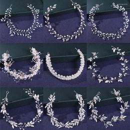 Hair Clips Silver Colour Pearl Rhinestone Crystal Headband Tiara Hairband For Women Bride Jewellery Wedding Accessories Band