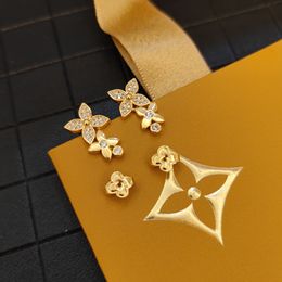 Earrings Luxury Gold-Plated Silver Plated Earrings Luxury Brand Designer With Clover Style Design High-Quality Stud High-Quality Charm Girl Earrings Matching