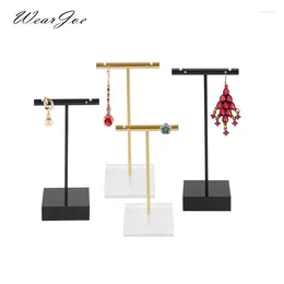 Jewellery Pouches Acrylic Earring Display T Bar Stand Ear Studs Piercing Organiser Metal Hanger Tabletop Holder Cabinet Window For Selling