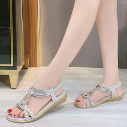 Sandals 2024 Summer Women Rhinestones Bohemian Style Comfortable Soft Woman Big Size Sandalias Femininas