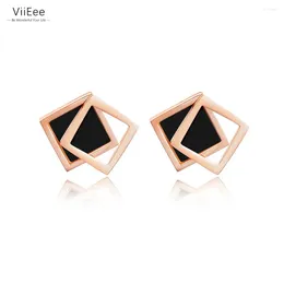 Stud Earrings ViiEee Classic Double Square Shell Wedding For Women Titanium Steel Female Jewelry Brincos VE17043