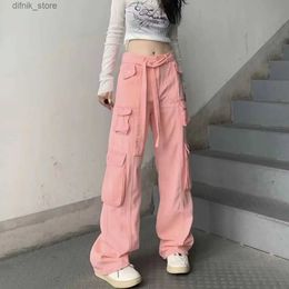 Women's Jeans Korea Style Fashion Cargo Pants Womens Baggy Trousers Sweatpant Y2k High Waist Wide-leg Pants 2023 High strt swt Y240408