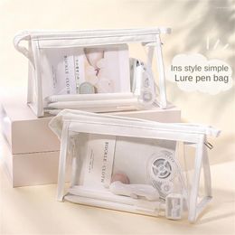 Storage Bags Pencil Bag Triangle Transparent Household Tools Organiser Simple 20.2x12x8.2cm Carry Case Female