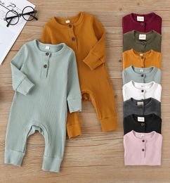 Kids Designer Clothes Boys Rompers Solid Stripe pit Jumpsuits Long Sleeve Onesies Infant Footies Girls Toddler Outfits ZYC458037044