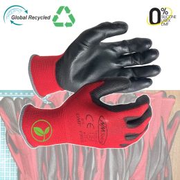 Gloves 24 Pieces/12 Pairs Industrial Working Gloves 13 Gauge Knitted Red Nylon Dipped PU Nitrile Coated Palm Security Protective Gloves