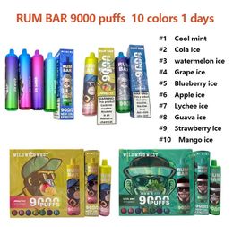 Original Cigarettes Rum Bar 9000 Puffs 5 % Send From Europe Warehouse 600mah 18ml 10 Flavors Prefilled Device Desechable Vape