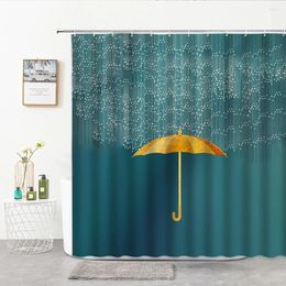 Shower Curtains Golden Umbrella White Bead Curtain Green Background Decor For Bath Color Oil Painting Style