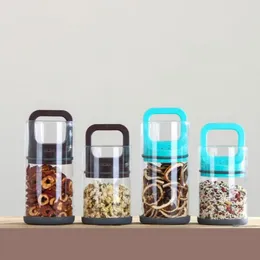 Storage Bottles Compact Vacuum Jar Preserve Freshness Airtight Lid Food Container Clear Moisture-proof Coffee Canister Nuts