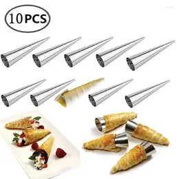 Baking Tools 10Pcs Conical Tube Cone Roll Moulds Spiral Croissants Moulds Cream Horn Mould Pastry Mould Cookie Dessert Kitchen Tool